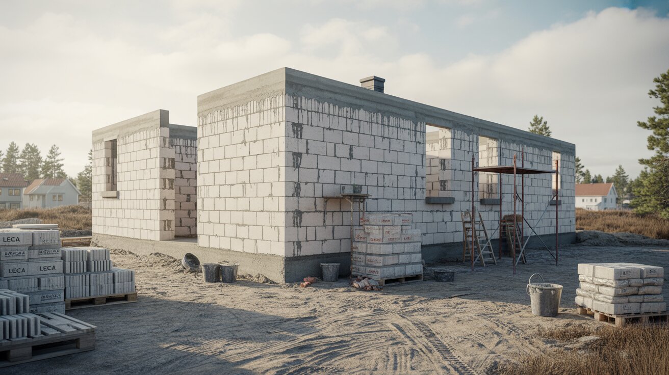 Building stone house in Leca